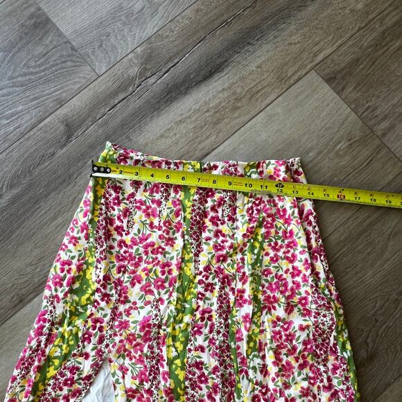MAEVE BY ANTHROPOLOGIE Women's Floral Side-Slit Midi Skirt Size 0 In Pink Combo - Picture 7 of 9